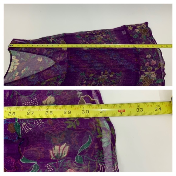 Urban Outfitters Kimchi & Blue Sheer Silk Floral Sleeveless V-Neck Tunic Blouse - Picture 16 of 16